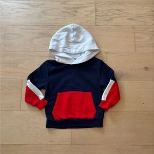 H&M toddler red and navy colorblock sweatshirt, size 3/4T